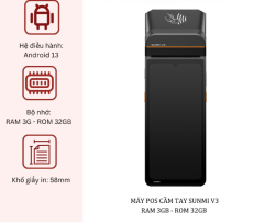 Máy POS Cầm Tay Sunmi V3 (3GB RAM + 32GB ROM)