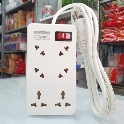 Ổ Cắm Điện 6 Lỗ Chéo Lõi Chịu Nhiệt 2200W 6A2-3 SOPOKA