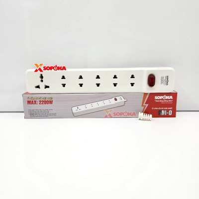 Ổ cắm điện 6 lỗ SOPOKA 2200W 6M-0 KHÔNG KÈM DÂY, lõi sứ có công tắc