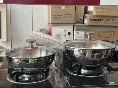 Chảo inox 304 chống dính Glaub size 28cm 3 lớp nguyên khối