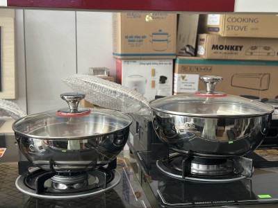Chảo inox 304 chống dính Glaub size 28cm 3 lớp nguyên khối