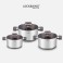 Bộ Nồi 3 Món Titanium Cao Cấp Lock&King LK3338 Size 18, 20, 24 cm