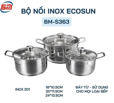 Bộ nồi inox Ecosun BM-S363