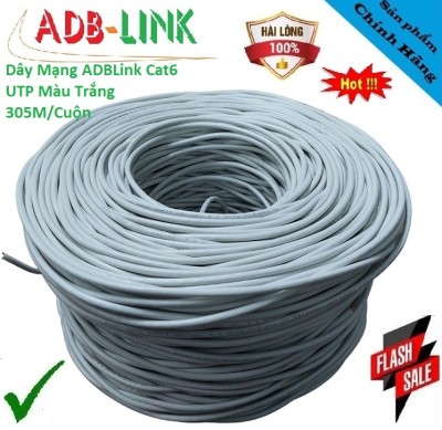 Dây mạng CAT6 - 8 sợi - màu trắng. Cuộn 305 mét