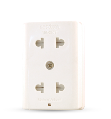 Ổ cắm 2 ổ Sopoka E12N - có màng che an toàn, chịu nhiệt và chống cháy