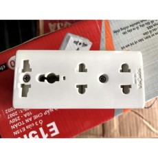 Ổ Cắm 3 Cửa Có Nắp Che E15N Chịu Nhiệt Chống Cháy