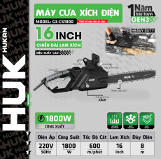 Máy cưa xích điện 16inch Hukan (GEN 3) G3-CS1800