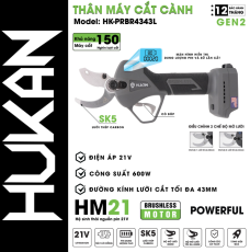 Thân Máy Cắt Cành Sử Dụng Pin Hukan (GEN 2) Body HK-PRBR4343L