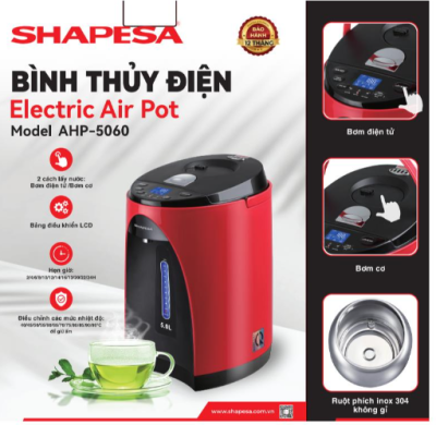 BÌNH THỦY ĐIỆN 5.0L SHAPESA 1200W AHP-5060