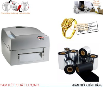 Combo TV02 trọn bộ máy in tem nhãn vàng bạc trang sức Máy in EZ1100 + Decal 40x11 + Mực in Resin 368