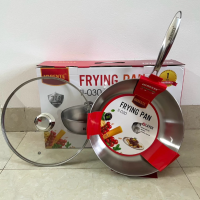 Chảo inox đúc nguyên khối Lorente vung kính size 28*9cm