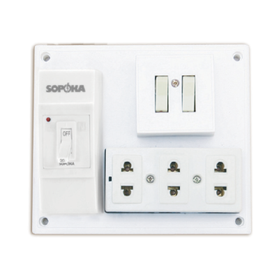 Bảng điện nổi SOPOKA BS6 3 ổ cắm, 2 công tắc,1 át khối