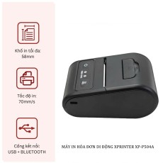 Máy in hóa đơn di động Xprinter XP-P504A [USB + Bluetooth]