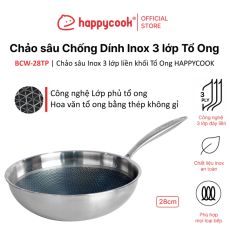 Chảo Sâu lòng Chống Dính Inox HAPPYCOOK BCW28