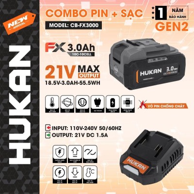 Combo Pin + Sạc Hukan (GEN 2) CB-FX3000