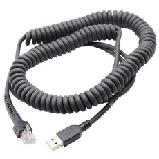 Dây cáp USB dài 5m, xoăn lò xo, dùng cho máy quét mã vạch Zebra DS208, DS4308, DS8178, DS2278, DS4608 ...